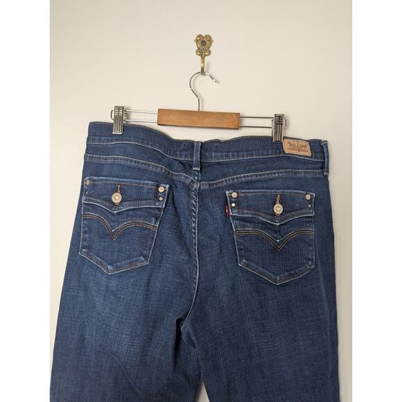 LEVI'S 505 Women's Straight Leg Dark Blue Jeans Size 14M Stretch - Picture 9 of 15